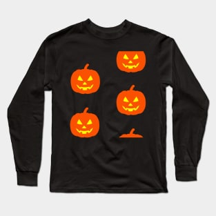 Rotund Glowing Jack-O-Lantern Tile (Blue) Long Sleeve T-Shirt